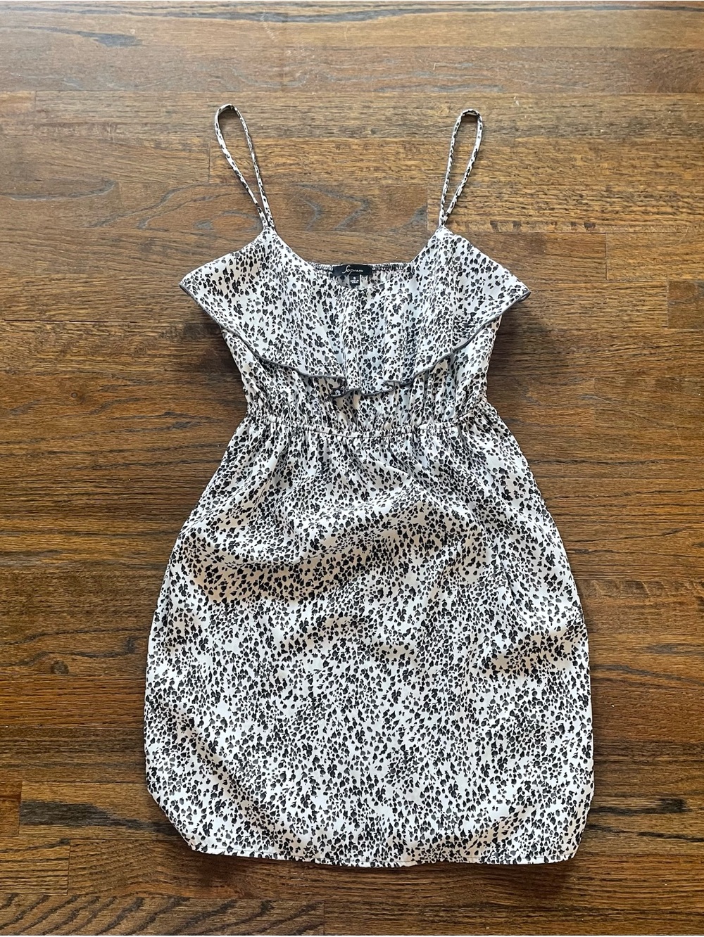 Sleeveless Black & White Printed Ruffle Sundress